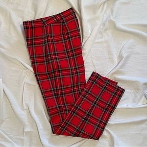 J. Crew full-length, straight-leg pant in red plaid